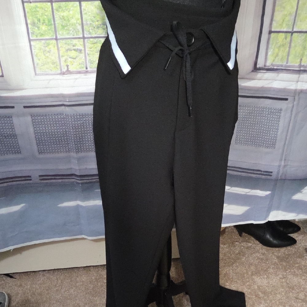 AKIRA Black Wide-Leg Drawstring Trousers